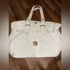 Dooney & Bourke White Tote Bag with Gold Accents